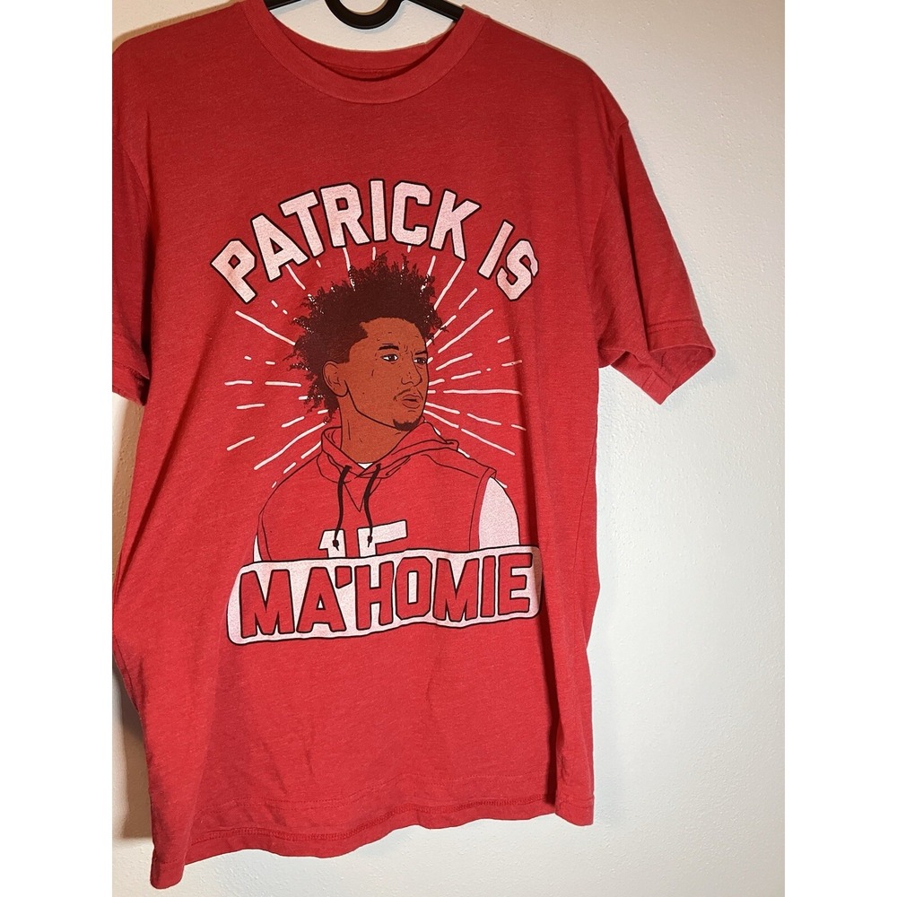 Mahomes PATRICK IS‎ MA'HOMIE Shirt Red Small Kansas City Chiefs Print bellboy